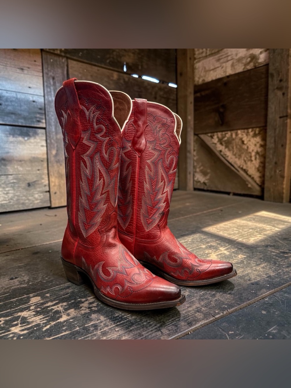 JUSTIN WOMEN'S ELINA COWGIRL WESTERN BOOTS - POINTED TOE REDSTONE SIZE 6.5